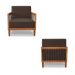 Kit 2 Poltronas Sala de Estar Pés Madeira Maciça Corda Náutica Preta 75cm Manila PU Marrom G63 - Gran Belo