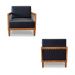 Kit 2 Poltronas Sala de Estar Pés Madeira Maciça Corda Náutica Preta 75cm Manila PU Preto G63 - Gran Belo