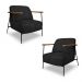 Kit 2 Poltronas Sala de Estar Pés em Ferro Preto Braço Madeira Maciça 86cm Thane Bouclê Preto G63 - Gran Belo