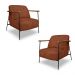 Kit 2 Poltronas Sala de Estar Pés em Ferro Preto Braço Madeira Maciça 86cm Thane Bouclê Terracota G63 - Gran Belo