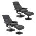Kit 2 Poltronas de Massagem Reclinável e Giratória Arizona com Apoio de Pés Pu Preto G56 - Gran Belo