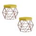 Kit 2 Puff Decorativo Base Bronze Elsa Suede Amarelo G41 - Gran Belo