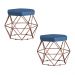 Kit 2 Puff Decorativo Base Bronze Elsa Suede Azul Marinho G41 - Gran Belo