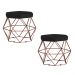 Kit 2 Puff Decorativo Base Bronze Elsa Veludo Preto G41 - Gran Belo