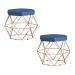 Kit 2 Puff Decorativo Base Gold Elsa Suede Azul Marinho G41 - Gran Belo