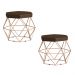 Kit 2 Puff Decorativo Base Gold Elsa Suede Marrom G41 - Gran Belo
