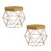 Kit 2 Puff Decorativo Base Gold Elsa Suede Mostarda G41 - Gran Belo