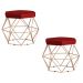 Kit 2 Puff Decorativo Base Gold Elsa Veludo Vermelho G41 - Gran Belo