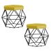 Kit 2 Puff Decorativo Base Preta Elsa Suede Amarelo G41 - Gran Belo