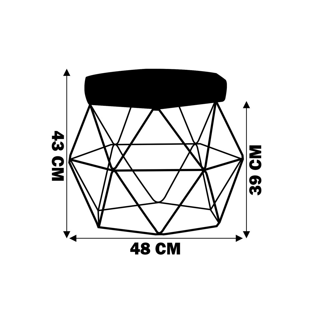 Kit 2 Puff Decorativo Base Preta Elsa Suede Mostarda G41 - Gran Belo