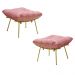 Kit 2 Puff Decorativo Sala de Estar Abel Pés Dourado Suede Rosa G41 - Gran Belo