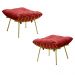 Kit 2 Puff Decorativo Sala de Estar Abel Pés Dourado Suede Vermelho G41 - Gran Belo
