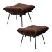 Kit 2 Puff Decorativo Sala de Estar Abel Pés Preto Suede Marrom G41 - Gran Belo