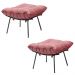 Kit 2 Puff Decorativo Sala de Estar Abel Pés Preto Suede Rosa G41 - Gran Belo