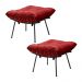 Kit 2 Puff Decorativo Sala de Estar Abel Pés Preto Suede Vermelho G41 - Gran Belo