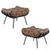 Kit 2 Puff Decorativo Sala de Estar Costela Base Preta Couro Mel G34 - Gran Belo
