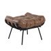 Kit 2 Puff Decorativo Sala de Estar Costela Base Preta Couro Mel G34 - Gran Belo