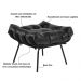 Kit 2 Puff Decorativo Sala de Estar Costela Base Preta Couro Preto G34 - Gran Belo
