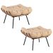 Kit 2 Puff Decorativo Sala de Estar Costela Couro Bege G34 - Gran Belo