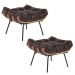 Kit 2 Puff Decorativo Sala de Estar Costela Couro Marrom G34 - Gran Belo