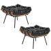 Kit 2 Puff Decorativo Sala de Estar Costela Couro Preto G34 - Gran Belo