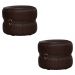 Kit 2 Puff Decorativo Sala de Estar Rene Debrum Couro Marrom G72 - Gran Belo