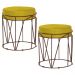 Kit 2 Puffs Decorativo Sala de Estar Base Bronze Chloe Suede Amarelo G41 - Gran Belo