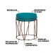Kit 2 Puffs Decorativo Sala de Estar Base Bronze Chloe Suede Azul Claro G41 - Gran Belo