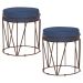Kit 2 Puffs Decorativo Sala de Estar Base Bronze Chloe Suede Azul Marinho - Gran Belo