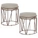 Kit 2 Puffs Decorativo Sala de Estar Base Bronze Chloe Suede Bege G41 - Gran Belo