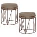 Kit 2 Puffs Decorativo Sala de Estar Base Bronze Chloe Suede Cappuccino G41 - Gran Belo