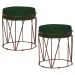 Kit 2 Puffs Decorativo Sala de Estar Base Bronze Chloe Suede Verde G41 - Gran Belo