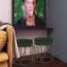 Kit 2 Puffs Decorativo Sala de Estar Base Bronze Chloe Suede Verde G41 - Gran Belo