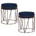Kit 2 Puffs Decorativo Sala de Estar Base Bronze Chloe Veludo Azul G41 - Gran Belo