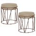Kit 2 Puffs Decorativo Sala de Estar Base Bronze Chloe Veludo Bege G41 - Gran Belo
