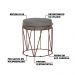 Kit 2 Puffs Decorativo Sala de Estar Base Bronze Chloe Veludo Cinza G41 - Gran Belo