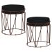 Kit 2 Puffs Decorativo Sala de Estar Base Bronze Chloe Veludo Preto G41 - Gran Belo