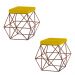 Kit 2 Puffs Decorativo Sala de Estar Base Bronze Trixie Suede Amarelo - Gran Belo