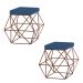 Kit 2 Puffs Decorativo Sala de Estar Base Bronze Trixie Suede Azul Marinho G41 - Gran Belo