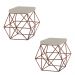 Kit 2 Puffs Decorativo Sala de Estar Base Bronze Trixie Suede Bege G41 - Gran Belo