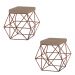 Kit 2 Puffs Decorativo Sala de Estar Base Bronze Trixie Suede Cappuccino G41 - Gran Belo