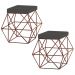 Kit 2 Puffs Decorativo Sala de Estar Base Bronze Trixie Suede Cinza G41 - Gran Belo