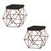 Kit 2 Puffs Decorativo Sala de Estar Base Bronze Trixie Suede Marrom G41 - Gran Belo