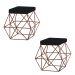 Kit 2 Puffs Decorativo Sala de Estar Base Bronze Trixie Suede Preto G41 - Gran Belo