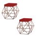Kit 2 Puffs Decorativo Sala de Estar Base Bronze Trixie Suede Vermelho G41 - Gran Belo