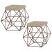 Kit 2 Puffs Decorativo Sala de Estar Base Bronze Trixie Veludo Bege G41 - Gran Belo