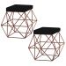 Kit 2 Puffs Decorativo Sala de Estar Base Bronze Trixie Veludo Preto G41 - Gran Belo
