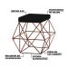 Kit 2 Puffs Decorativo Sala de Estar Base Bronze Trixie Veludo Preto G41 - Gran Belo