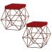 Kit 2 Puffs Decorativo Sala de Estar Base Bronze Trixie Veludo Vermelho G41 - Gran Belo