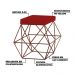 Kit 2 Puffs Decorativo Sala de Estar Base Bronze Trixie Veludo Vermelho G41 - Gran Belo